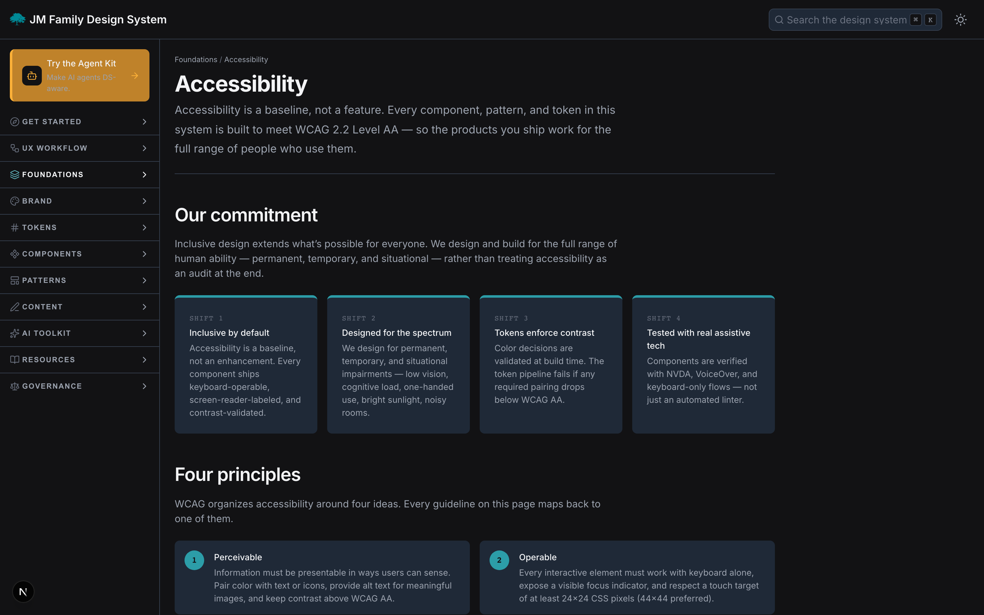 Accessibility standards built on WCAG 2.2 AA
