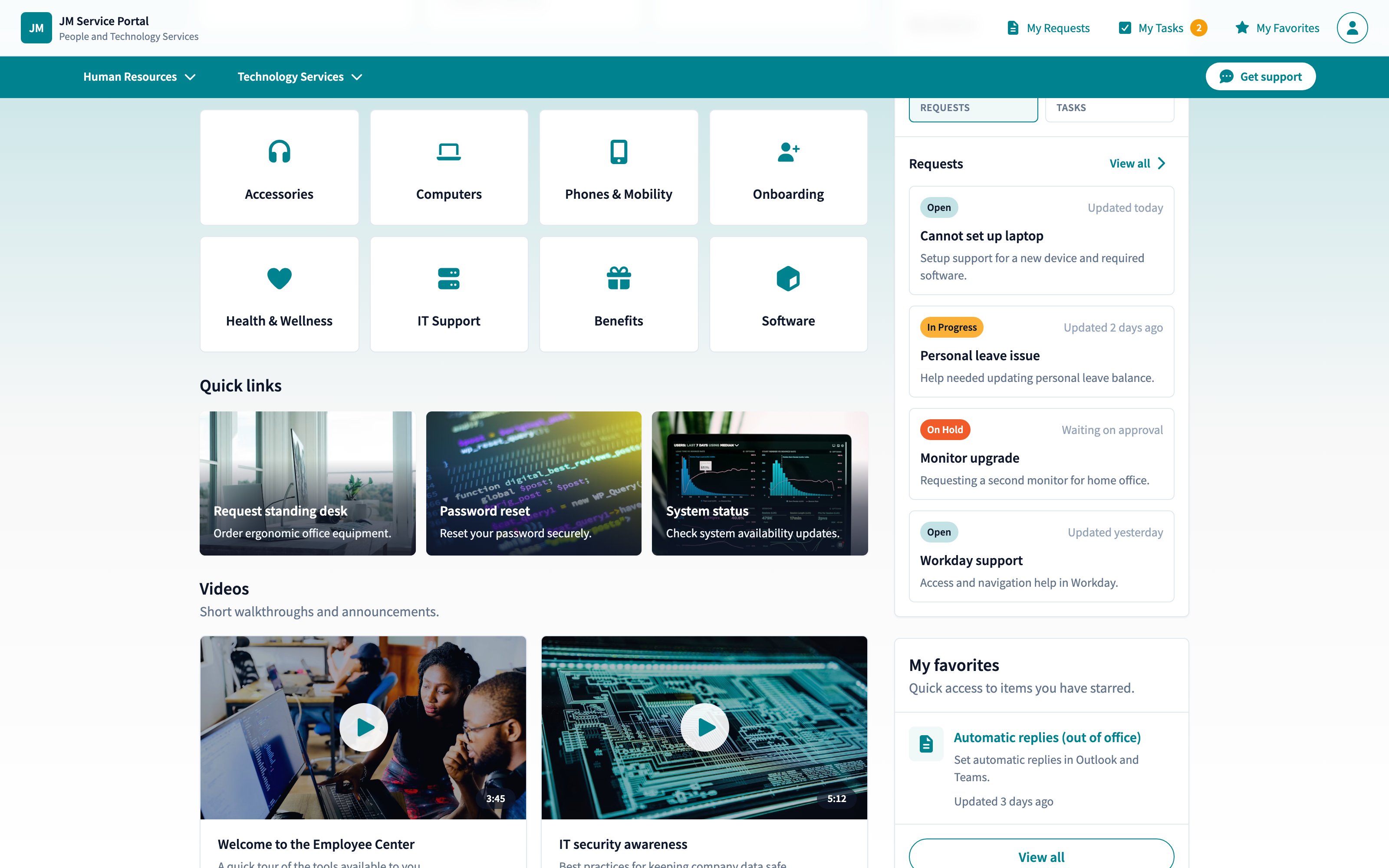 Popular topics, quick links, and video walkthroughs